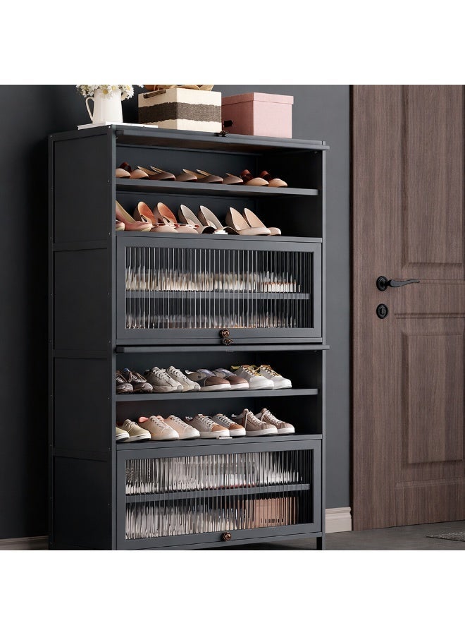 Forthcan Shoe Rack Cabinet, Large Capacity Shoe Storage Organizer, Space-Saving Entryway & Hallway Shoe Shelf, Modern Design, Easy Assembly (80 × 32 × 140 cm, Grey) - Image 2